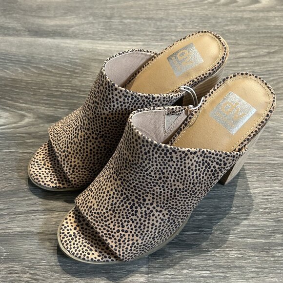 Dolce Vita Berret Mules Size 8.5 Leopard Print Open Toe Block Chunky Heels - Picture 4 of 11